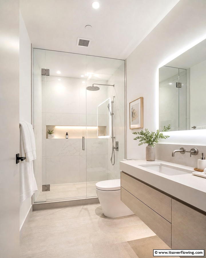 Frameless Shower Door - 21 Small Shower Design Ideas for Stylish Functionality