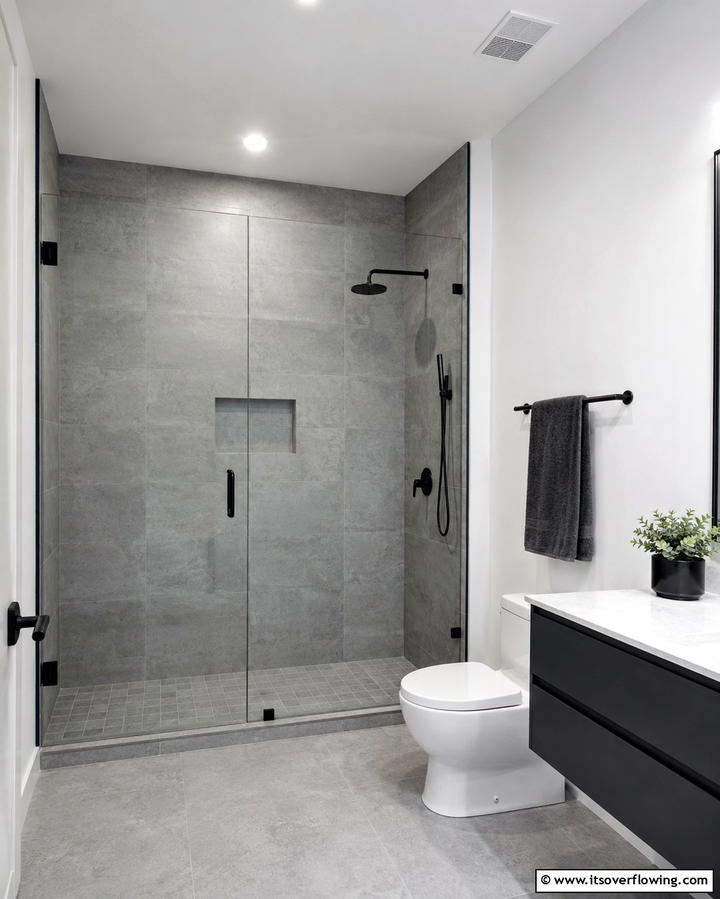 Frameless Shower Doors for Minimalism - 25 Small Bathroom Walk-in Shower Ideas for Compact Spaces