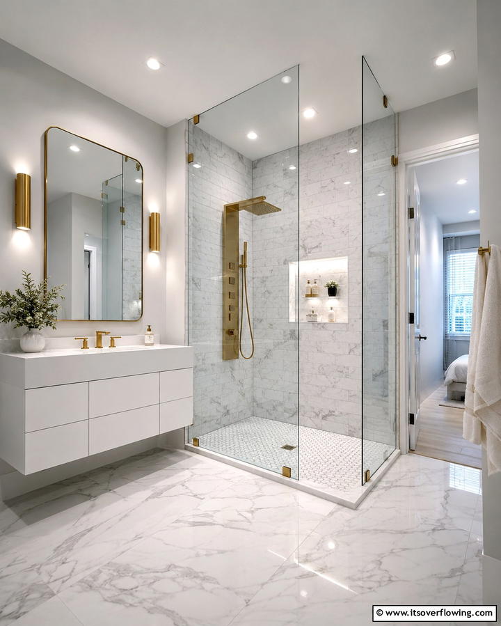 Frameless Shower Enclosure - 25 Hall Bathroom Ideas for Small and Functional Spaces