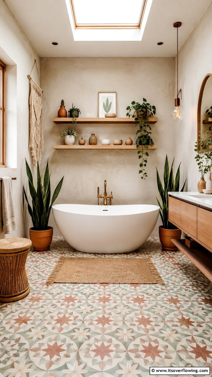 Freestanding Bathtub Design - 30 Boho Bathroom Ideas for Relaxed, Global-Inspired Style