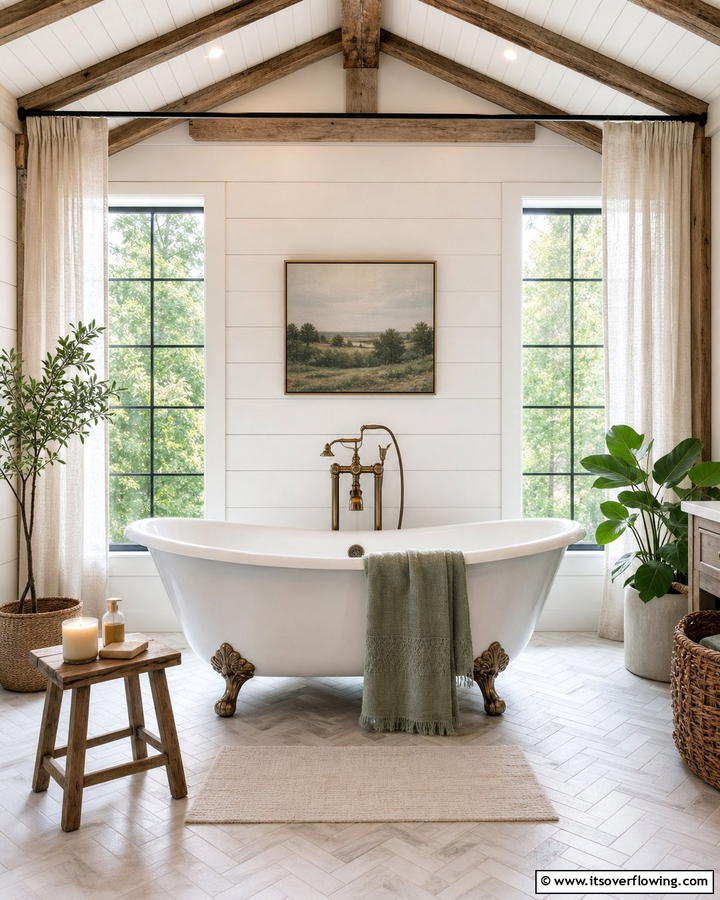Freestanding Bathtubs - 21 Modern Farmhouse Bathroom Ideas Blending Rustic Charm