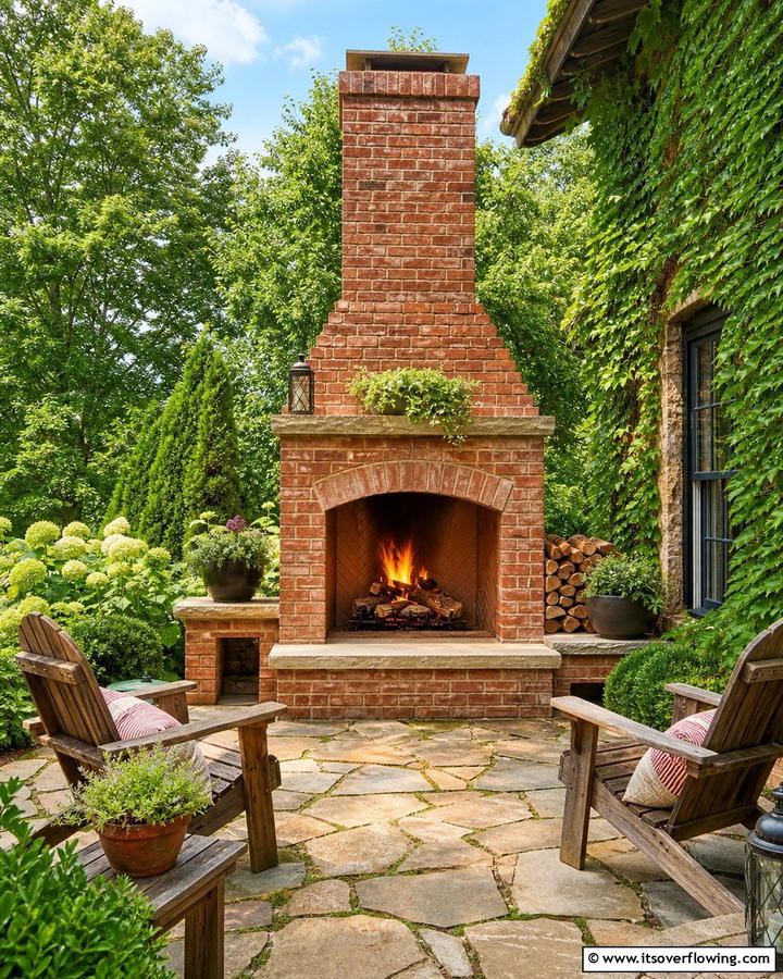 Freestanding Brick Fireplace - 20 Rustic Outdoor Fireplace Ideas for Cozy Evenings