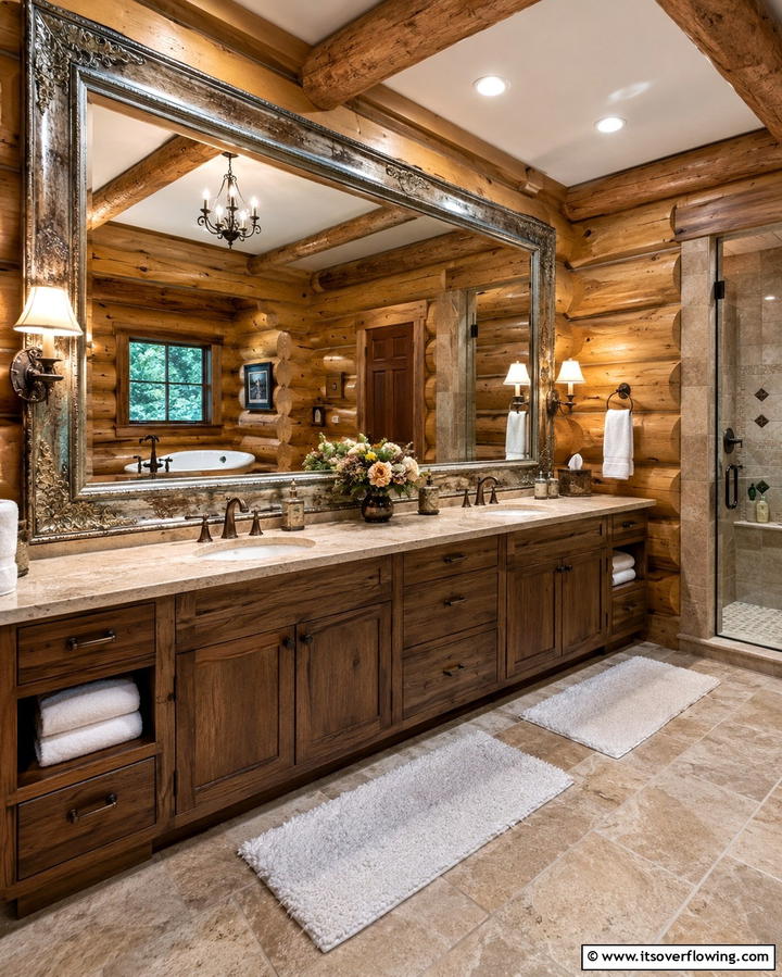 Freestanding Clawfoot Bathtub - 25 Log Cabin Bathroom Ideas for a Rustic and Relaxing Retreat