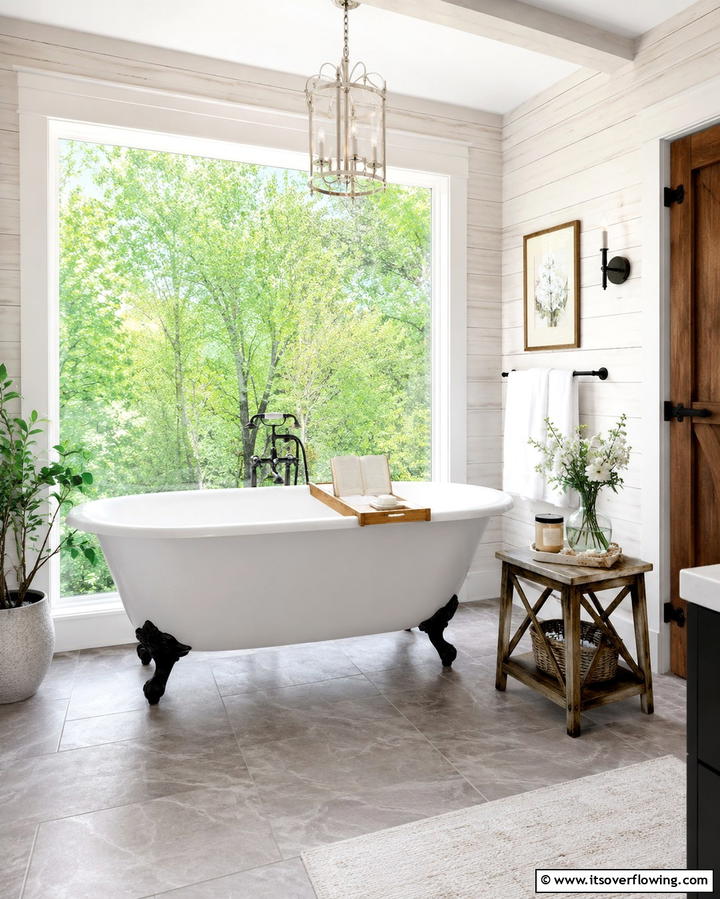 Freestanding Clawfoot Tub - 25 Rustic Bathroom Ideas for a Cozy Feel