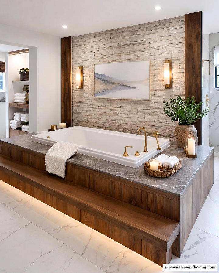 Freestanding Drop in Tub Deck - 25 Elegant Drop-in Tub Ideas for a Spa-Like Bathroom