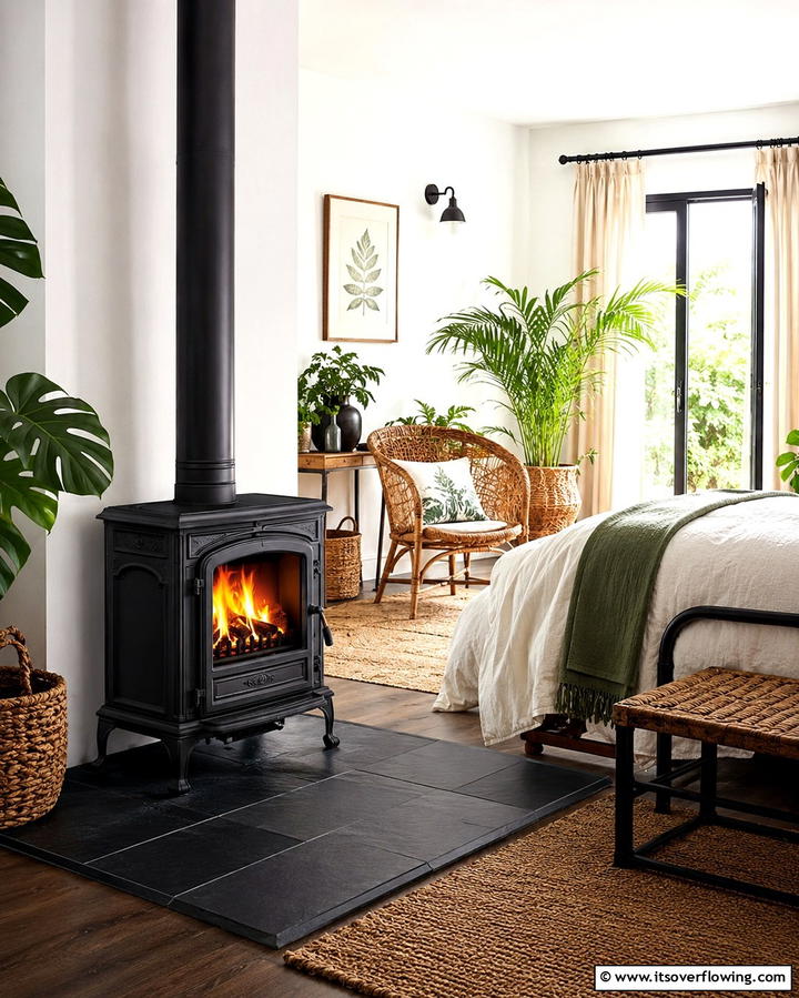 Freestanding Fireplace - 30 Bedroom Fireplace Ideas for Cozy Warmth & Ambiance