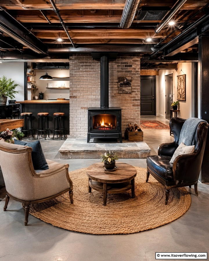 Freestanding Fireplace Stove - 25 Cozy Basement Fireplace Ideas for Warm Gatherings