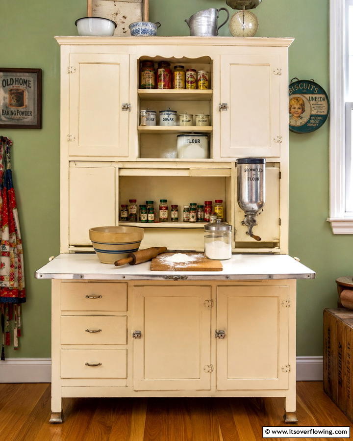 Freestanding Hoosier Cabinets - 30 Vintage 1930s-1940s Kitchen Design Ideas & Inspiration
