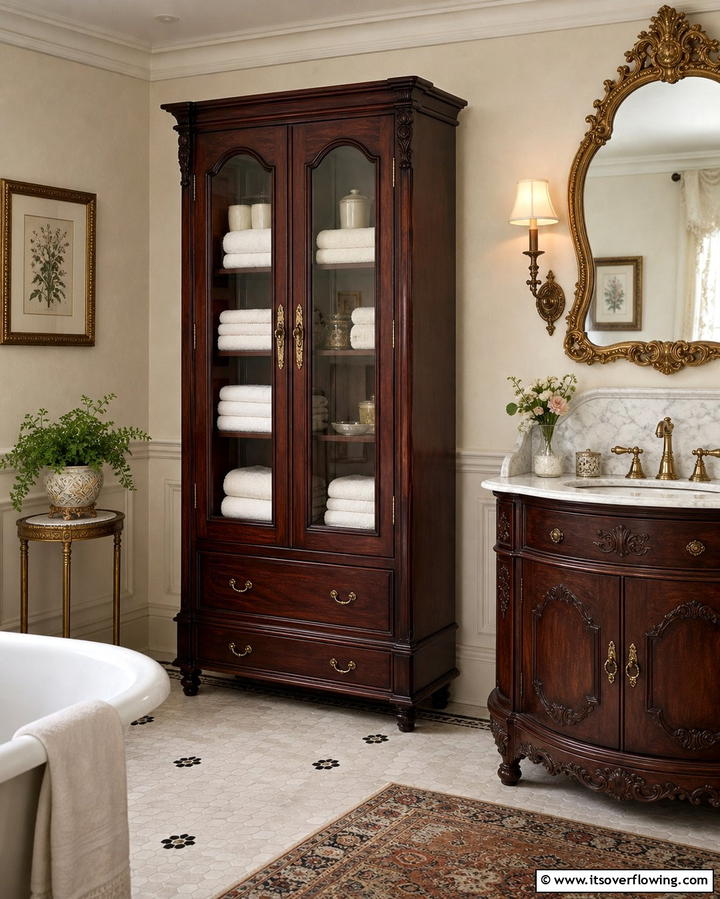Freestanding Linen Cabinets - 25 Victorian Bathroom Ideas for a Luxurious Retreat