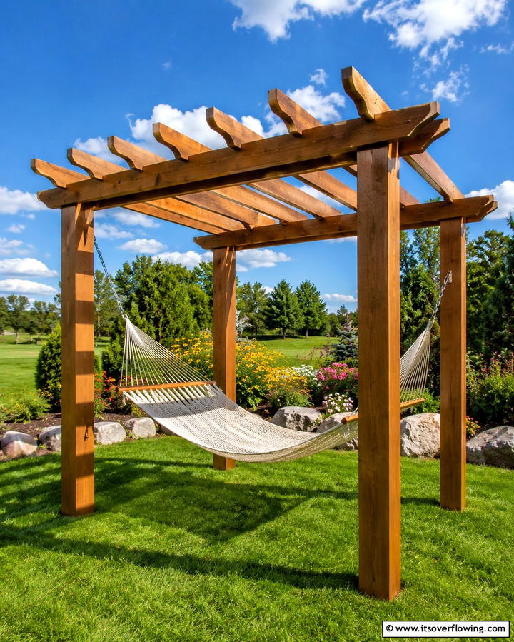 Freestanding Pergola with Hammock - 25 Patio Pergola Ideas for Stylish Outdoor Living