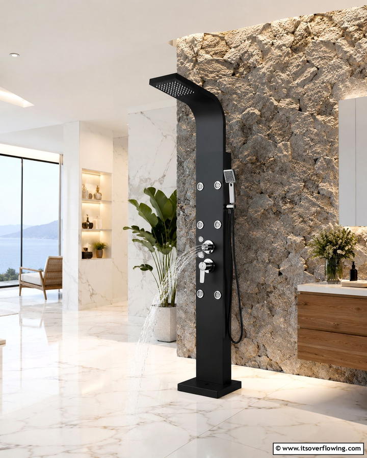 Freestanding Shower Panels for Versatility - 25 Rustic Walk-in Shower Ideas for a Spa-Like Bathroom