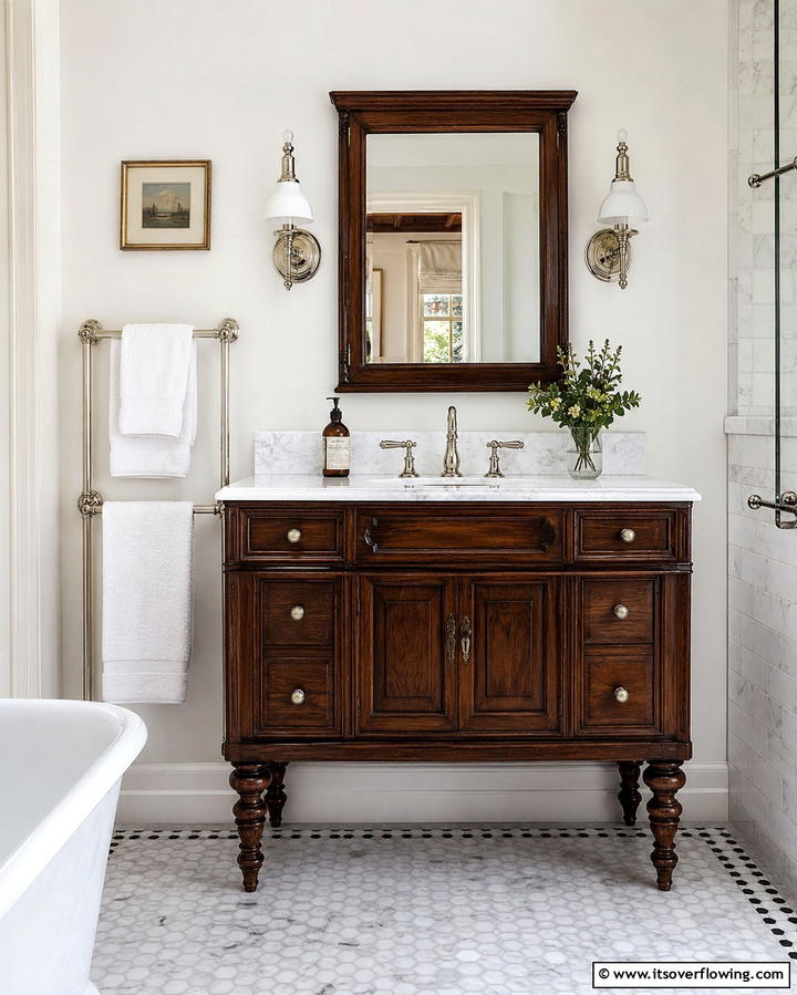 Freestanding Vanities with Vintage Appeal - 25 Traditional Bathroom Ideas for Timeless Elegance