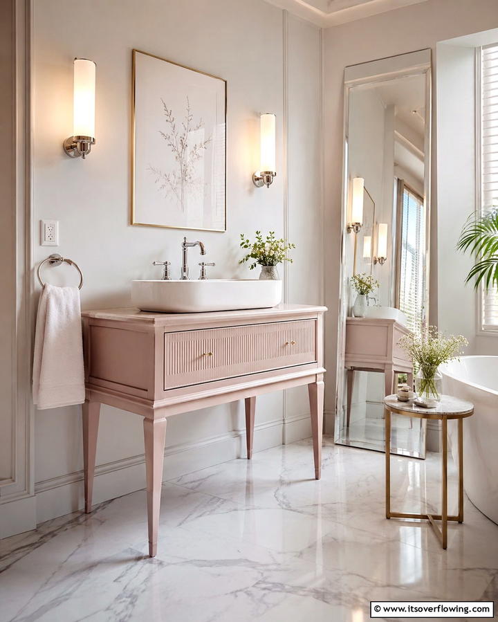 Freestanding Vanity Table - 30 Small Bathroom Vanity Ideas for Space-Saving Style