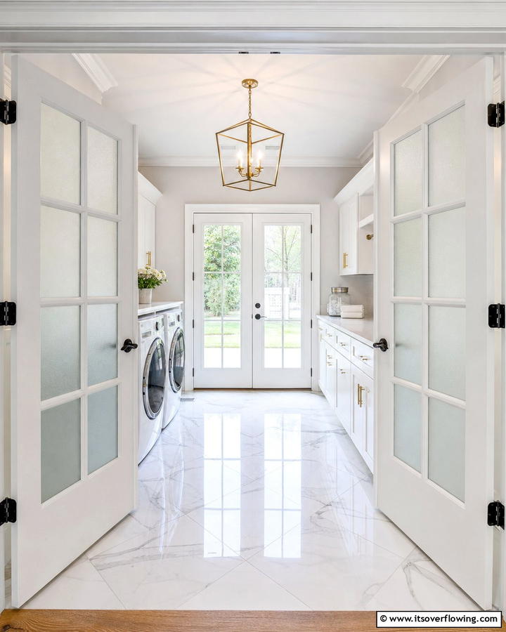 French Door Sophistication - 20 Laundry Room Door Ideas for a Stylish and Functional Space