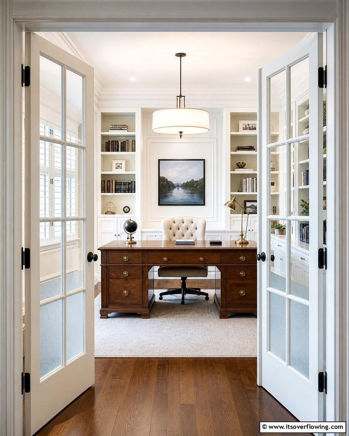 French Doors for Elegance - 20 Home Office Door Ideas for Stylish Workspaces