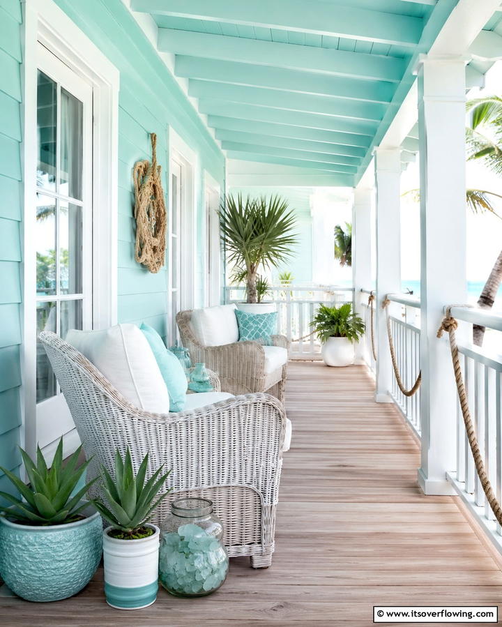 Fresh Aqua for a Breezy Effect - 30 Porch Paint Color Ideas for Inviting Entryways