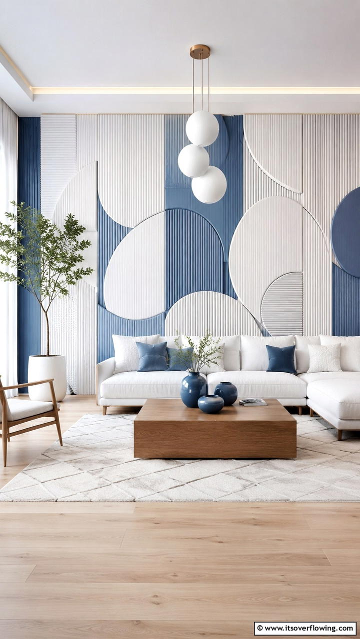 Fresh Blue and White Textured Wall - 30 Blue and White Decor Ideas for a Fresh and Serene Home Style