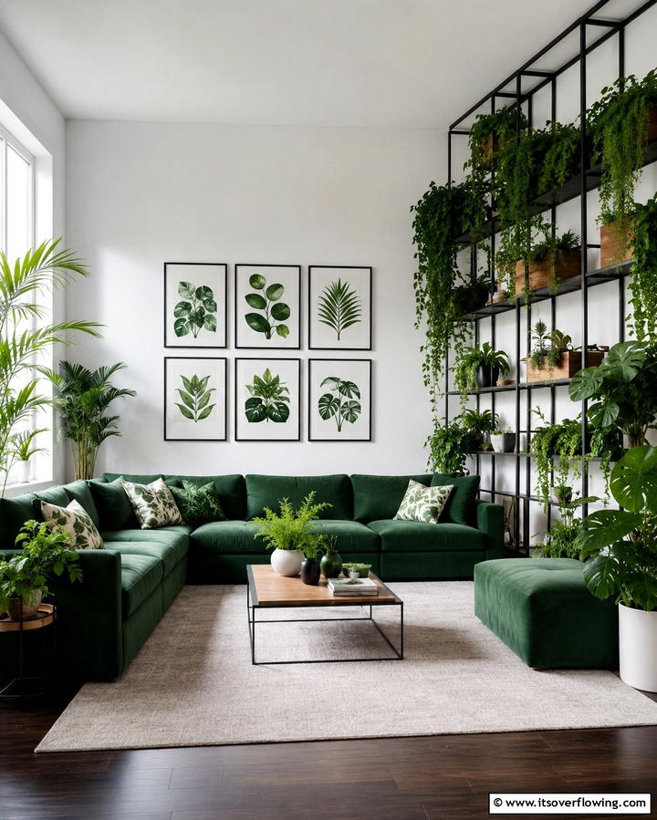 Fresh Botanical Edge - 30 Forest Green Living Room Ideas for Nature-Inspired Interiors