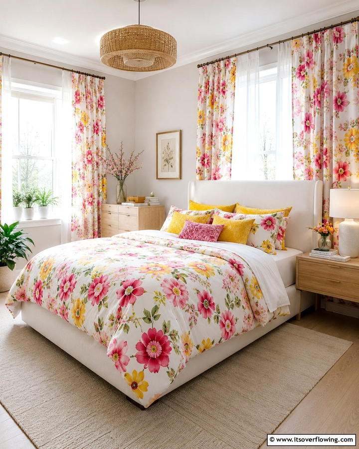 Fresh Floral Prints - 30 Yellow and Pink Decor Ideas- Vibrant Home Accents