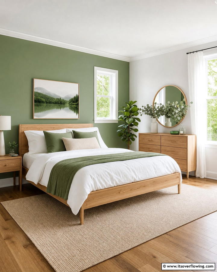 Fresh Green Accents - 21 Bedroom Paint Colors to Create Your Dream Sleep Sanctuary