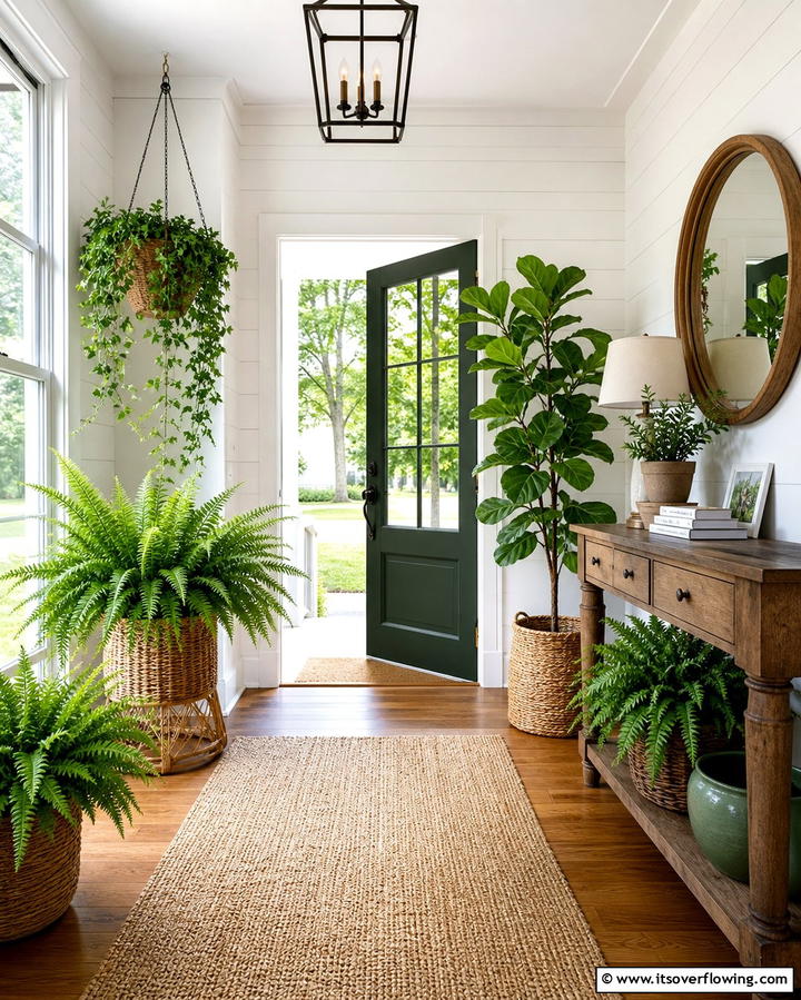 Fresh Greenery - 25 Farmhouse Entryway Ideas for a Warm and Welcoming First Impression