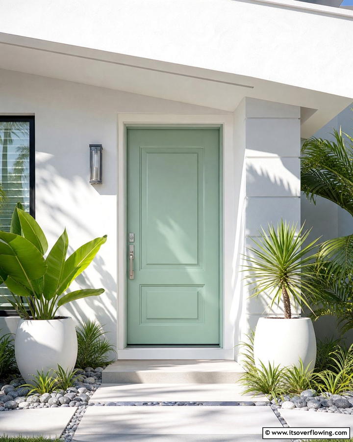 Fresh Mint Appeal - 21 Front Door Color Ideas to Boost Your Home’s Curb Appeal