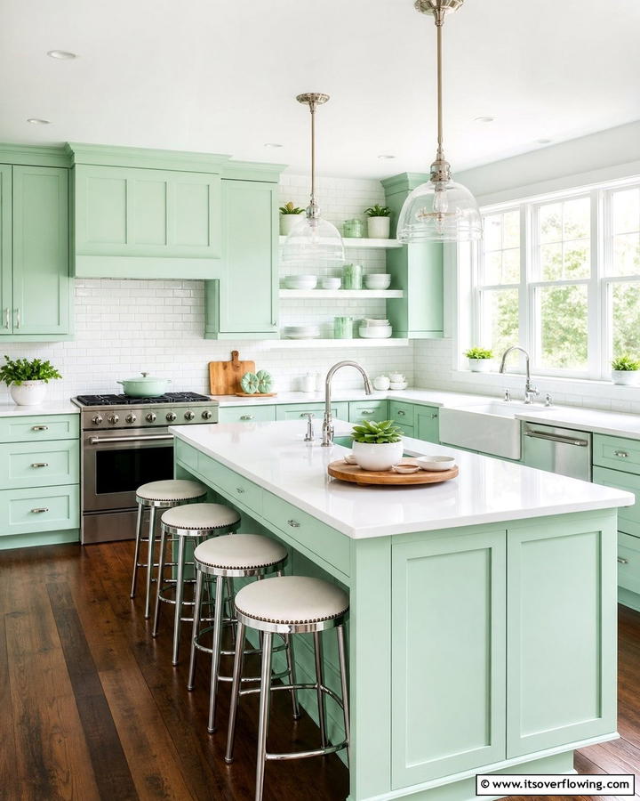 Fresh Mint Refresh - 21 Kitchen Color Ideas to Refresh Your Cooking Space