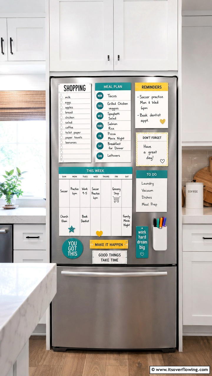 Fridge Magnet Planning - 30 Fridge Organization Ideas for Efficient Storage