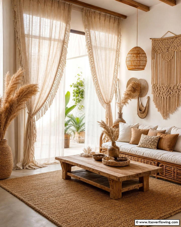 Fringe Curtain Details - 20 Boho Curtain Ideas to Enhance Your Home’s Style