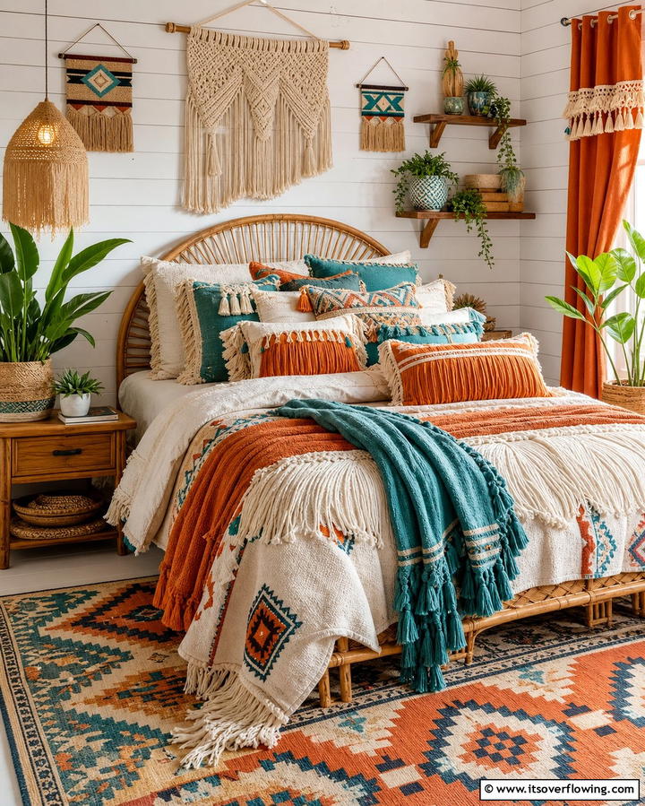 Fringe and Tassel Details - 25 Colorful Boho Bedroom Ideas for a Cozy Retreat