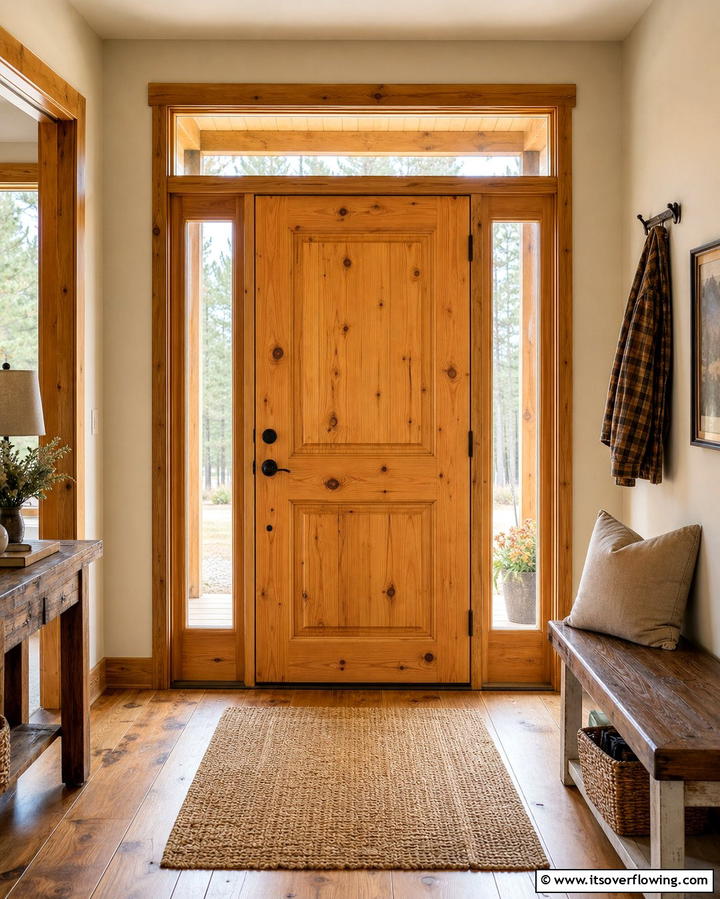 Front Door with Natural Wood Finish - 25 Rustic Front Door Ideas to Welcome Guests in Style