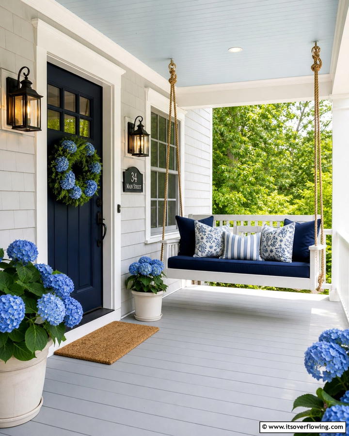 Front Porch Swing - 25 Front Door Decor Ideas to Welcome Guests in Style
