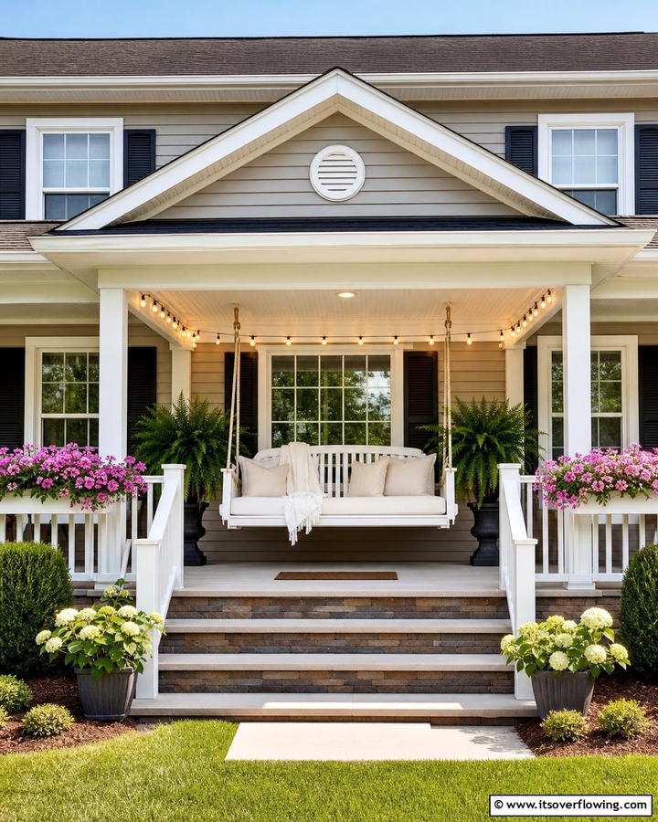 Front Porch with Swing Seating - 20 Raised Ranch Front Porch Ideas for Curb Appeal