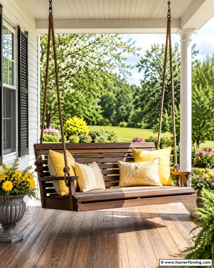 Front Porch with a Swing - 30 Large Front Porch Ideas to Boost Outdoor Living Spaces