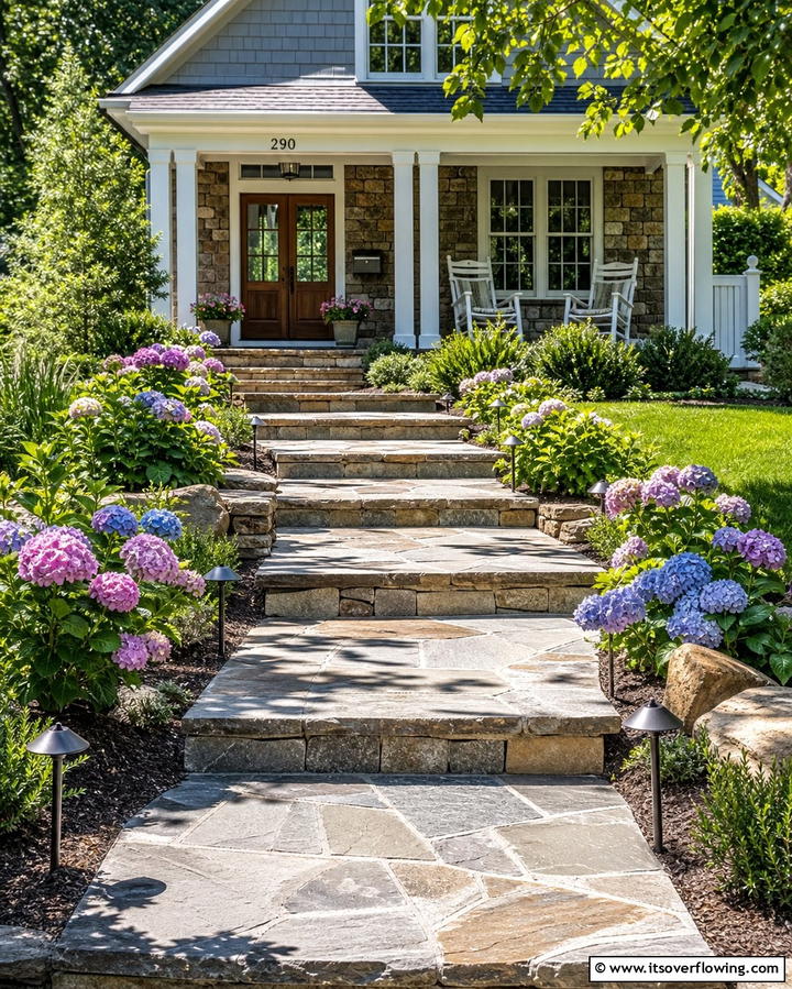 Front Yard Curb Appeal - 25 Flagstone Steps Ideas for Your Outdoor Pathway
