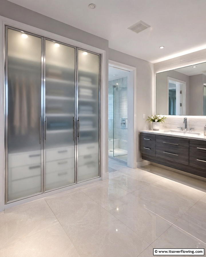 Frosted Glass Closet Doors - 25 Bathroom Closet Ideas to Maximize Storage and Style