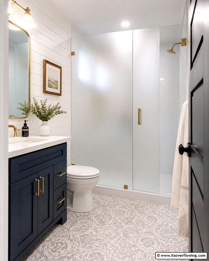 Frosted Glass Enclosure - 25 Small Bathroom Walk-in Shower Ideas for Compact Spaces