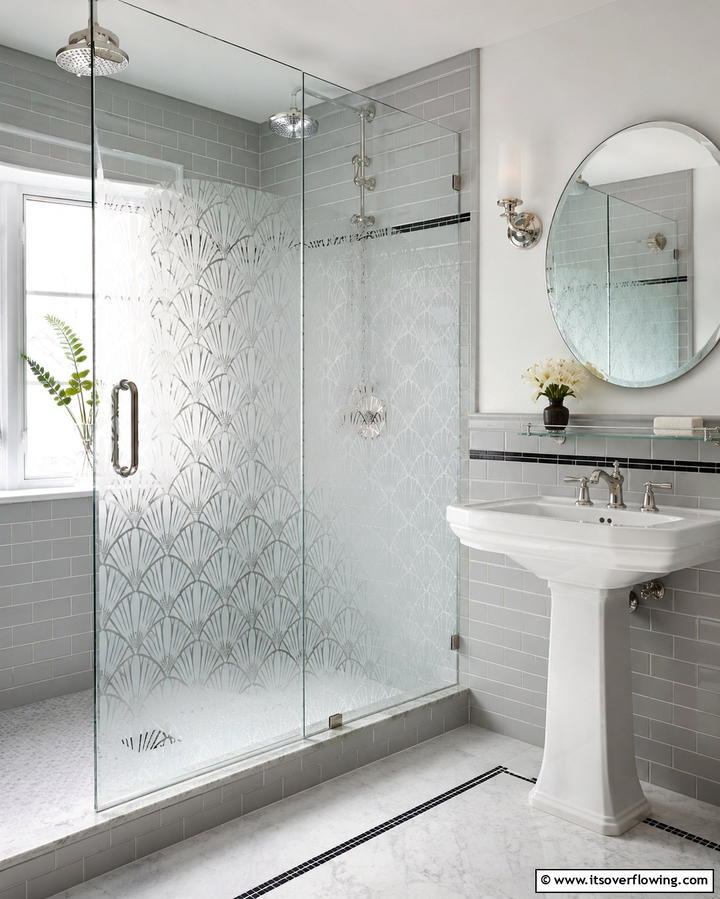 Frosted Glass Features - 30 Art Deco Bathroom Ideas for Glamorous Geometric Design