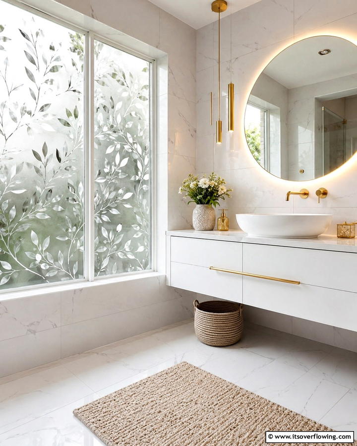 Frosted Glass Film for Privacy and Style - 25 Beautiful Bathroom Window Treatment Ideas for Privacy