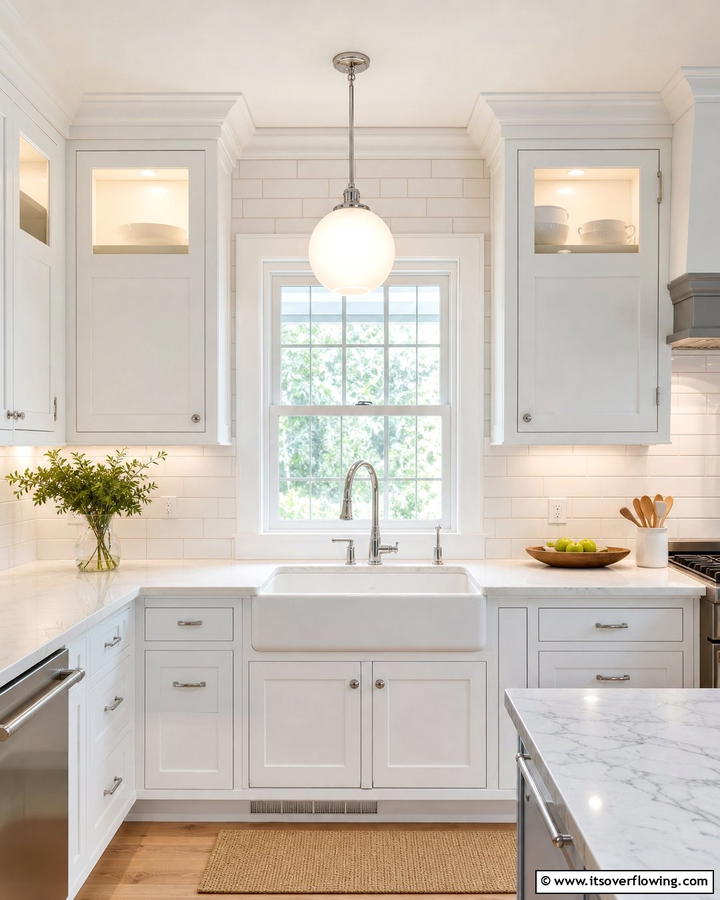 Frosted Glass Fixtures for Soft Illumination - 20 Kitchen Sink Lighting Ideas for a Brighter Space