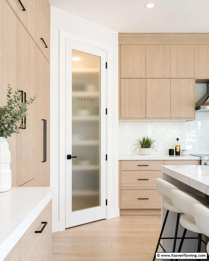 Frosted Glass Pantry Door for Subtle Elegance - 25 Pantry Door Ideas for Stylish and Functional Spaces