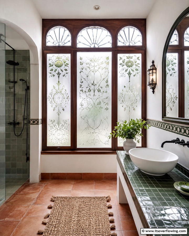 Frosted Glass for Privacy and Style - 20 Spanish Style Windows to Enhance Your Home’s Charm