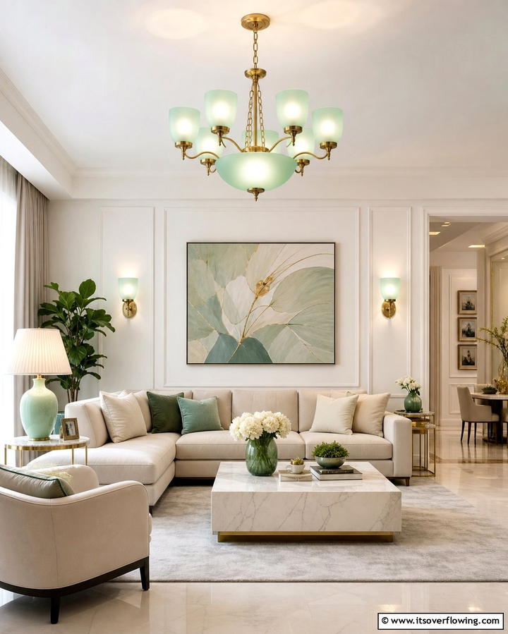 Frosted Pastel Light Fixtures - 25 Pastel Living Room Ideas for a Soft and Cozy Space