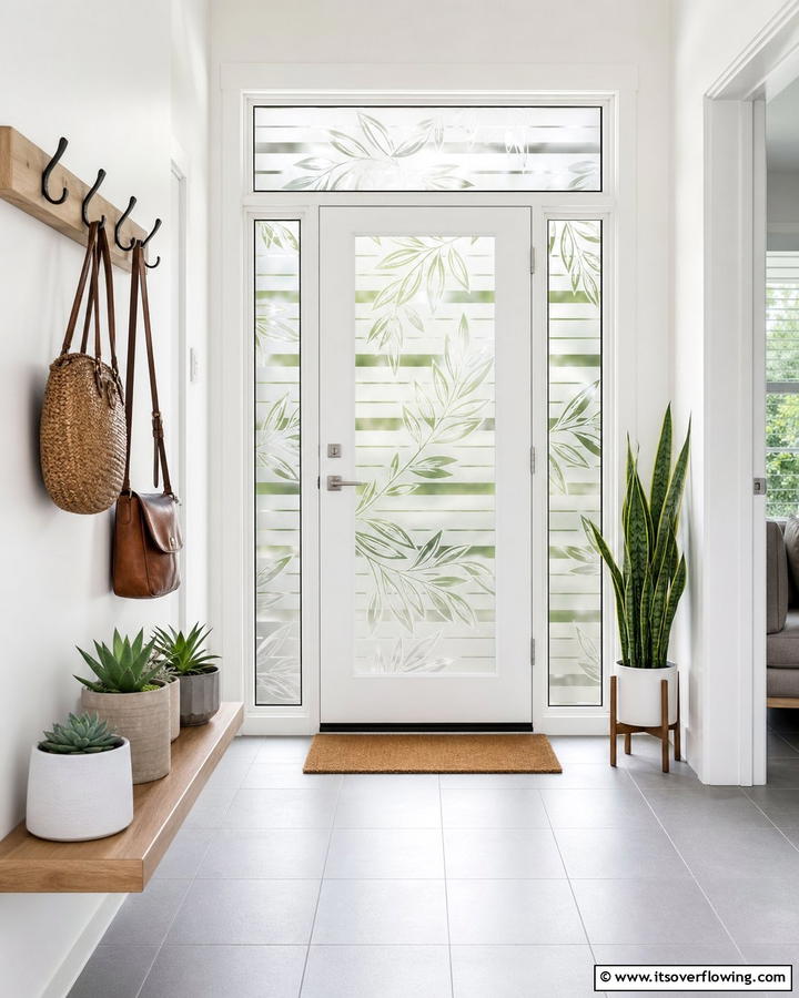 Frosted Sticker Decals - 20 Front Door Privacy Ideas to Enhance Your Home Security