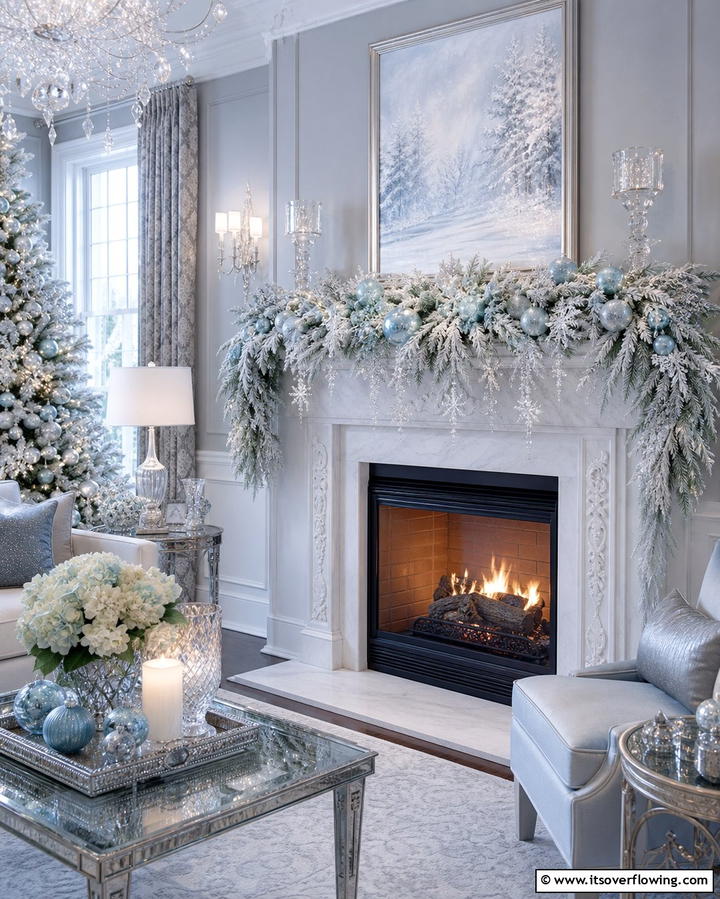 Frosted Winter Wonderland - 25 Mantel Garland Ideas for a Festive Home Decor