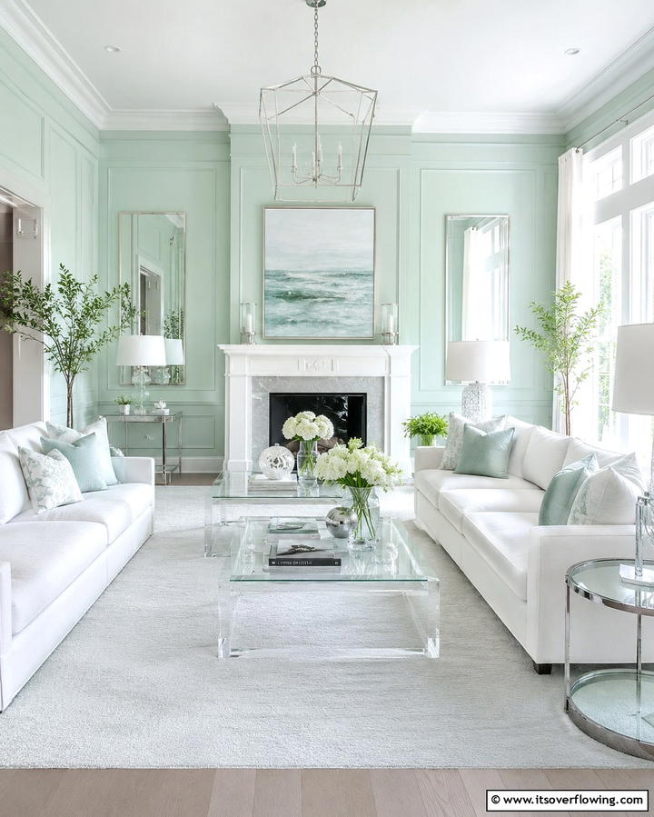 Frosty Mint Refresh - 30 Vibrant Colorful Living Room Inspirations for Bold Interiors