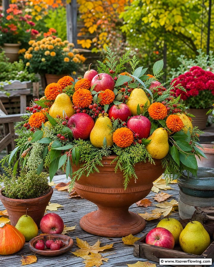 Fruit Inspired Fall Planter - 21 Fall Planter Ideas to Refresh Your Outdoor Spaces