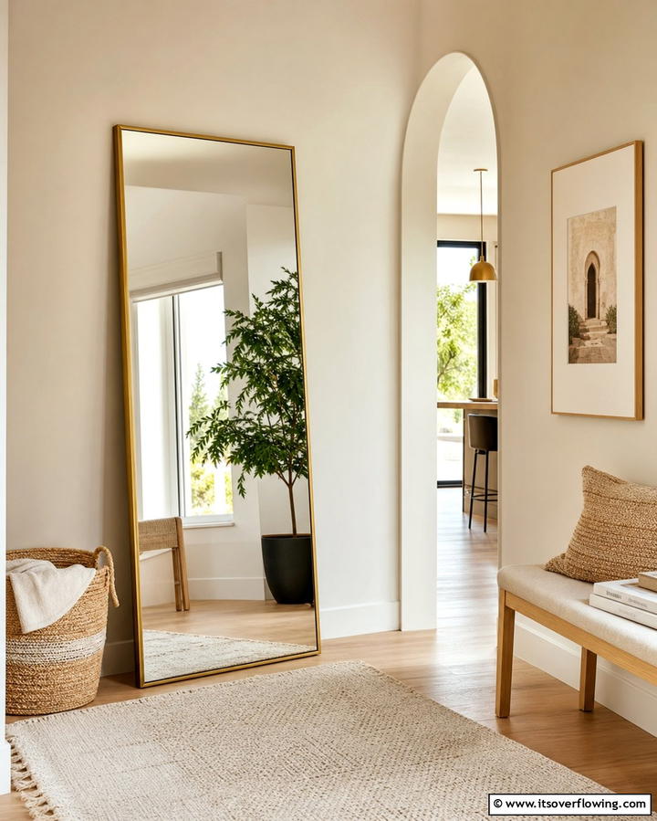 Full Length Leaning Mirror - 25 Hallway Mirror Ideas for Stylish and Functional Spaces