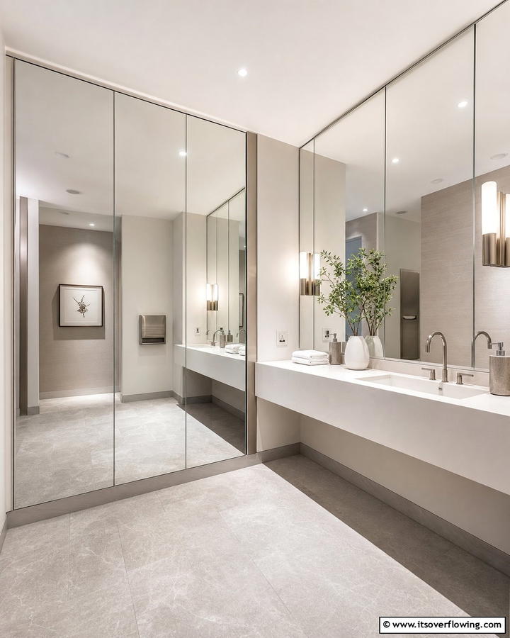 Full Length Mirrors - 20 Restaurant Bathroom Ideas for a Stylish Space