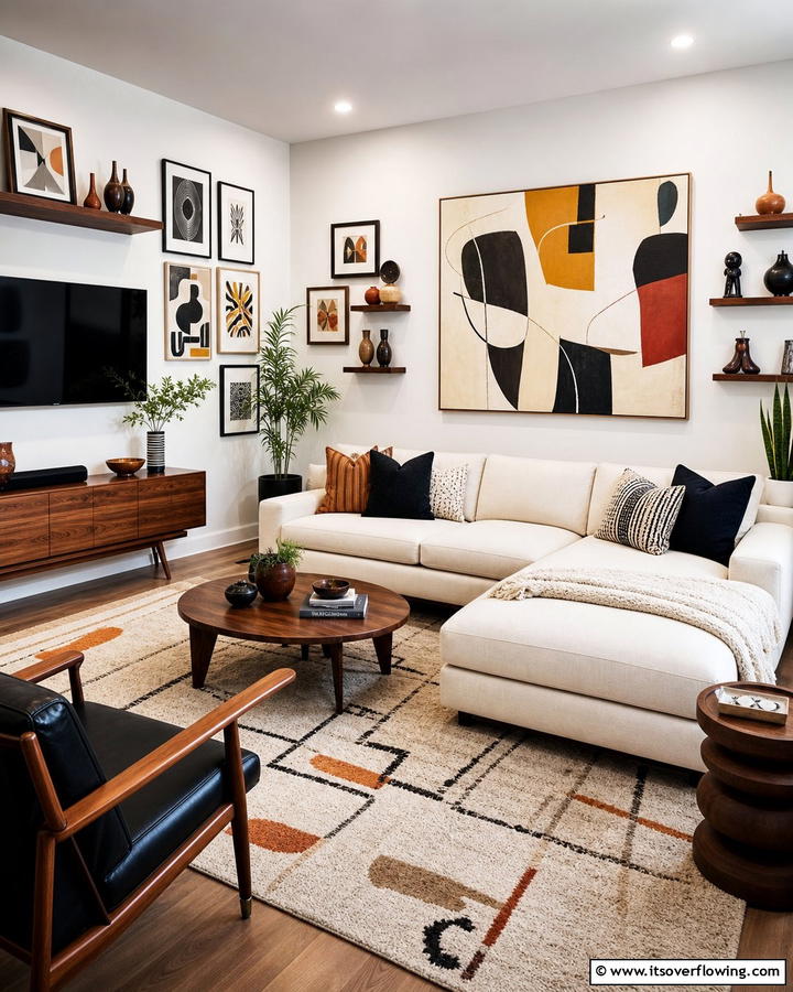 Functional Art Displays - 21 Mid-Century Modern Living Room Ideas- Timeless Style